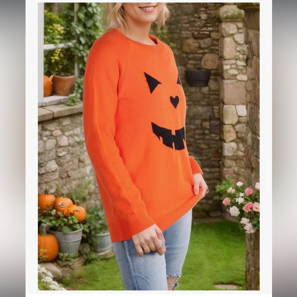 Halloween Lantern Orange Round Neck Sweater - Picture 3 of 8